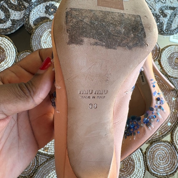 Miu Miu Pink Heels with Blue Embellishments - Picture 6 of 6